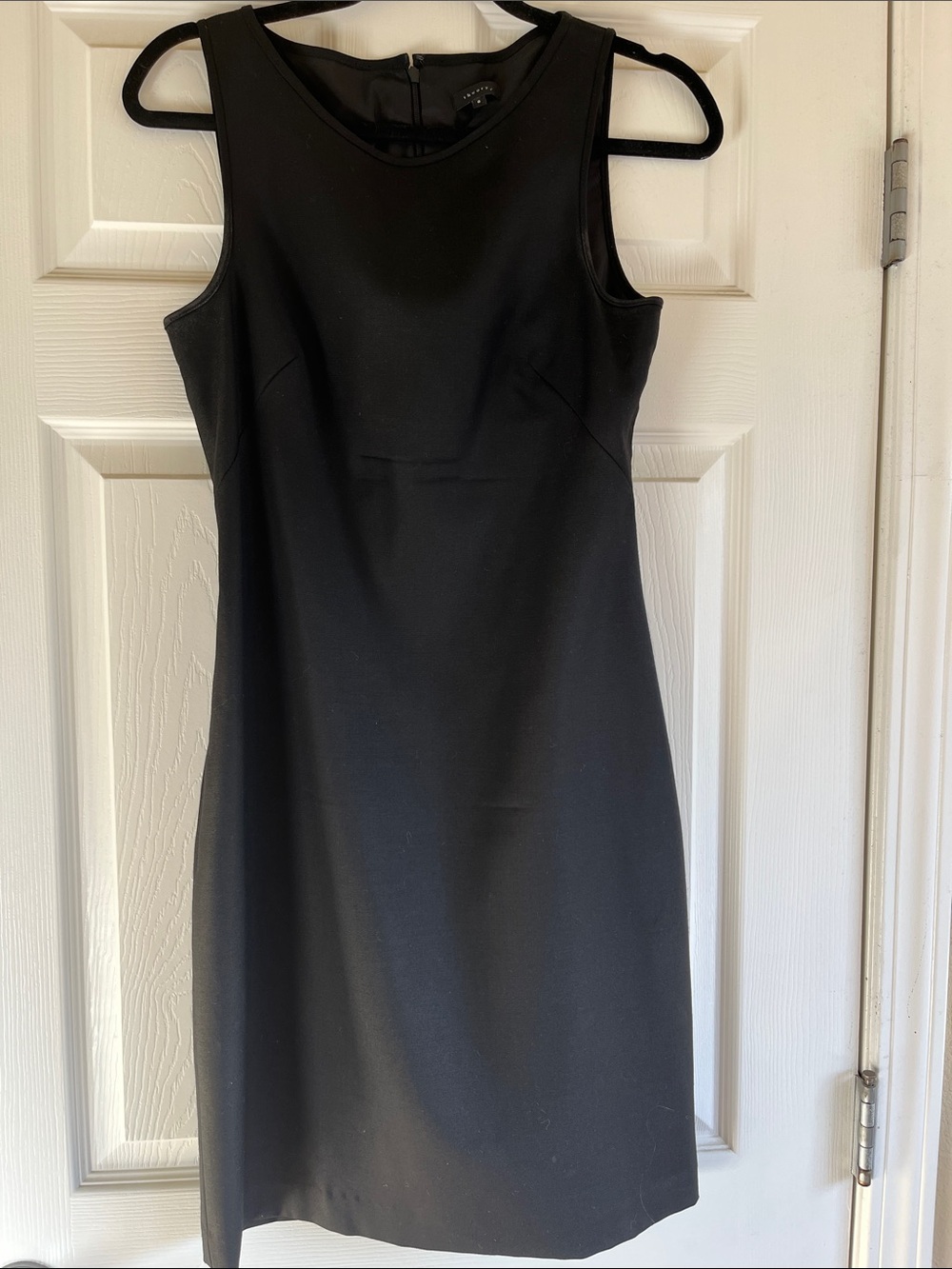Theory Black Sleeveless Midi Sheath Dress